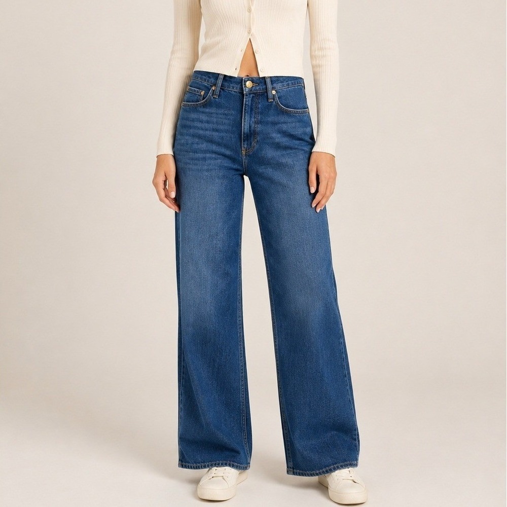 rag & bone Blue Wide-Leg Flare Jeans